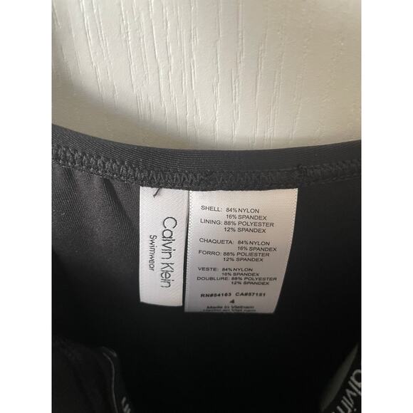 Calvin Klein Square Neck Ruched One Piece Swimsuit Black Size 4 New - Picture 6 of 8